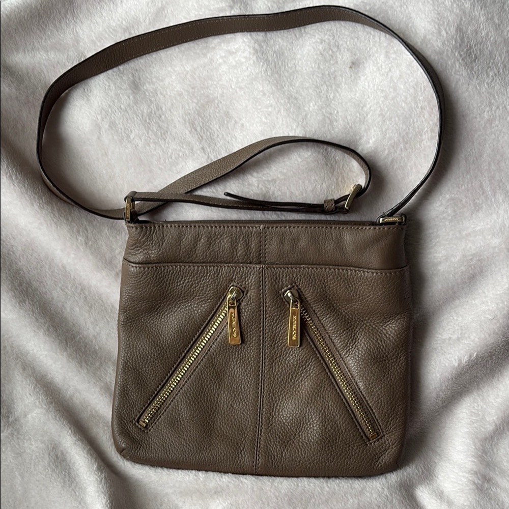 Michael Kors Brown/Taupe Leather Crossbody Bag